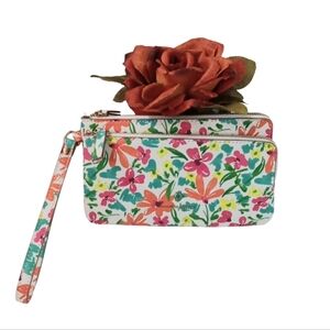 Nanette Lepore Floral Wristlet in Pink, Orange and Green | EUC